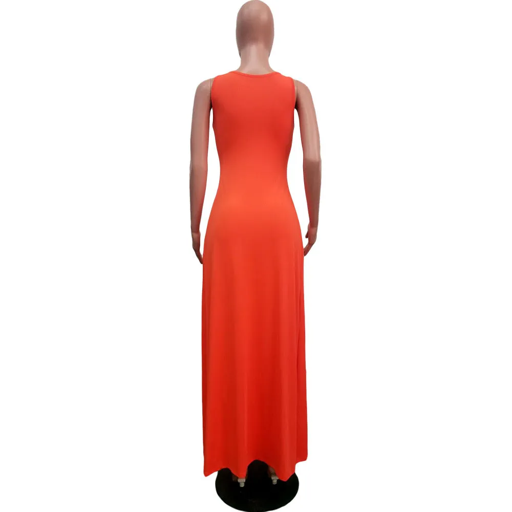 Sleeveless High Side Split Beach Cover Up Dresses