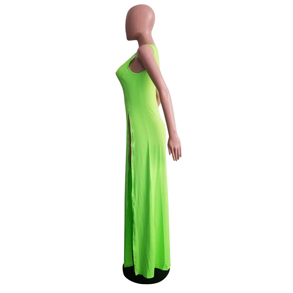 Sleeveless High Side Split Beach Cover Up Dresses
