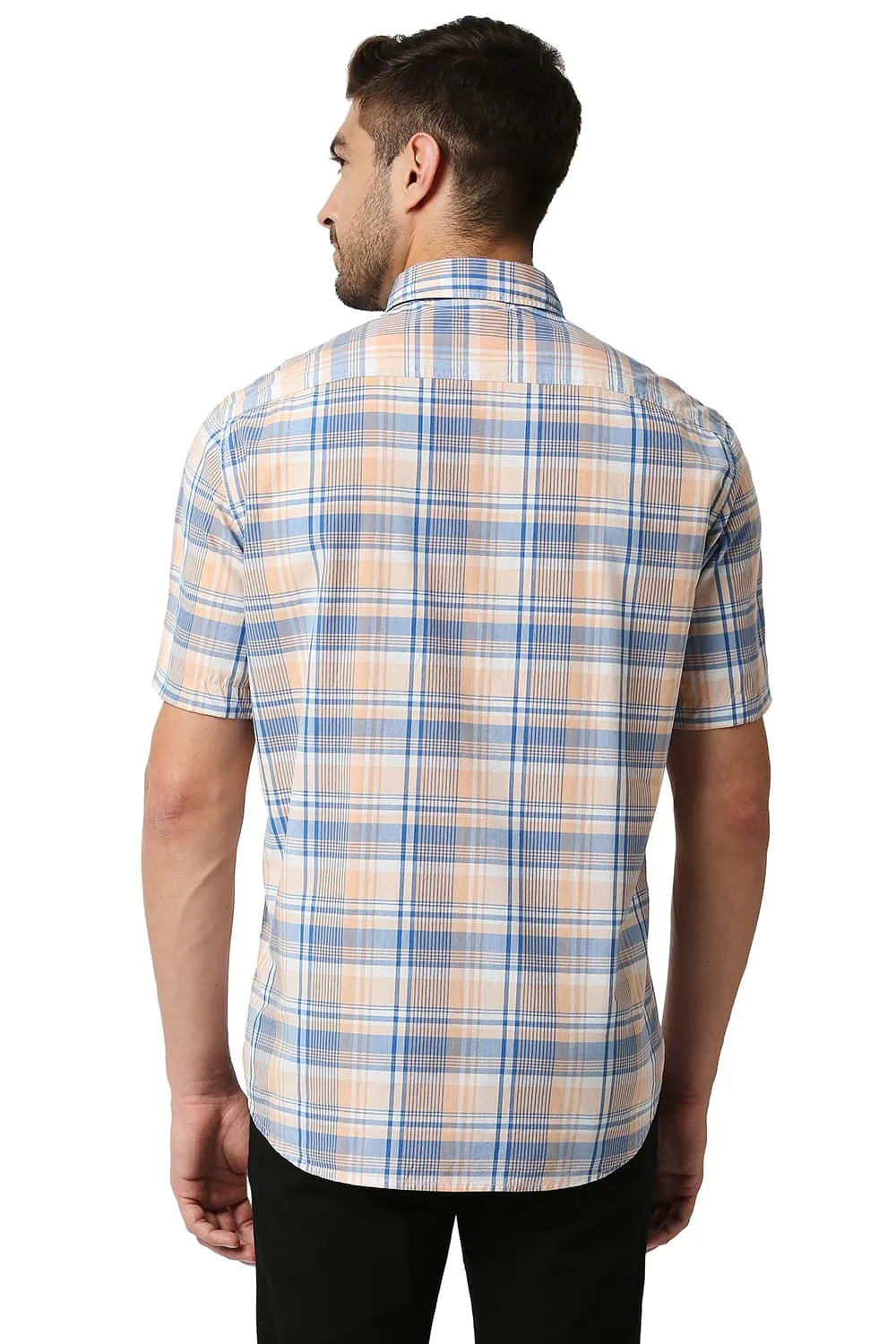 Slim Fit Checks Halfsleeves Shirt