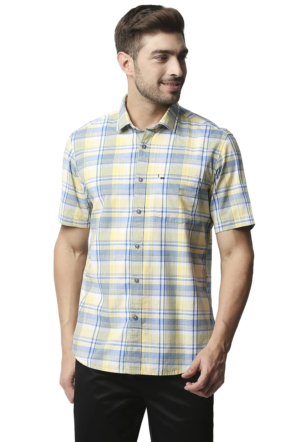 Slim Fit Checks Halfsleeves Shirt