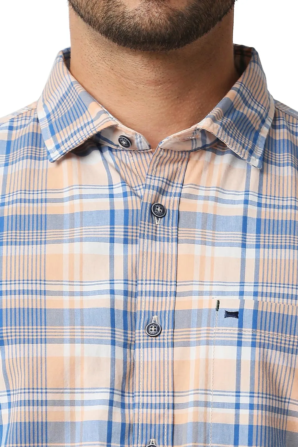Slim Fit Checks Halfsleeves Shirt