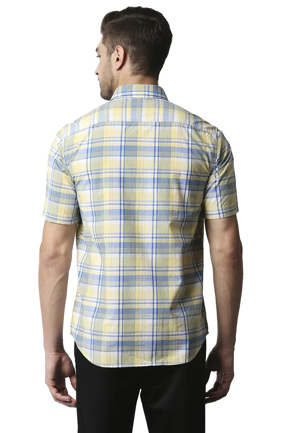 Slim Fit Checks Halfsleeves Shirt