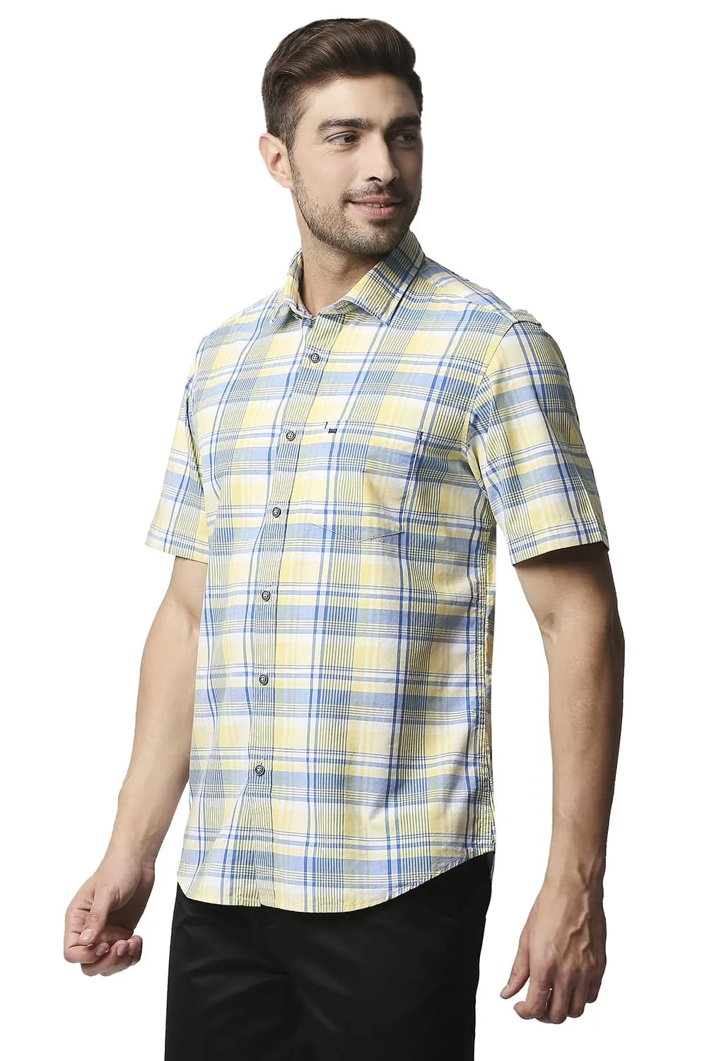 Slim Fit Checks Halfsleeves Shirt
