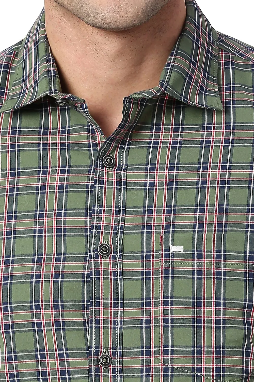 Slim Fit Cotton Checks Shirt