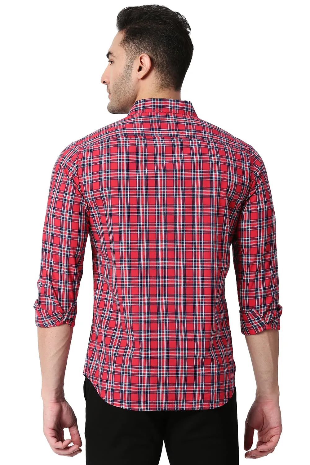 Slim Fit Cotton Checks Shirt