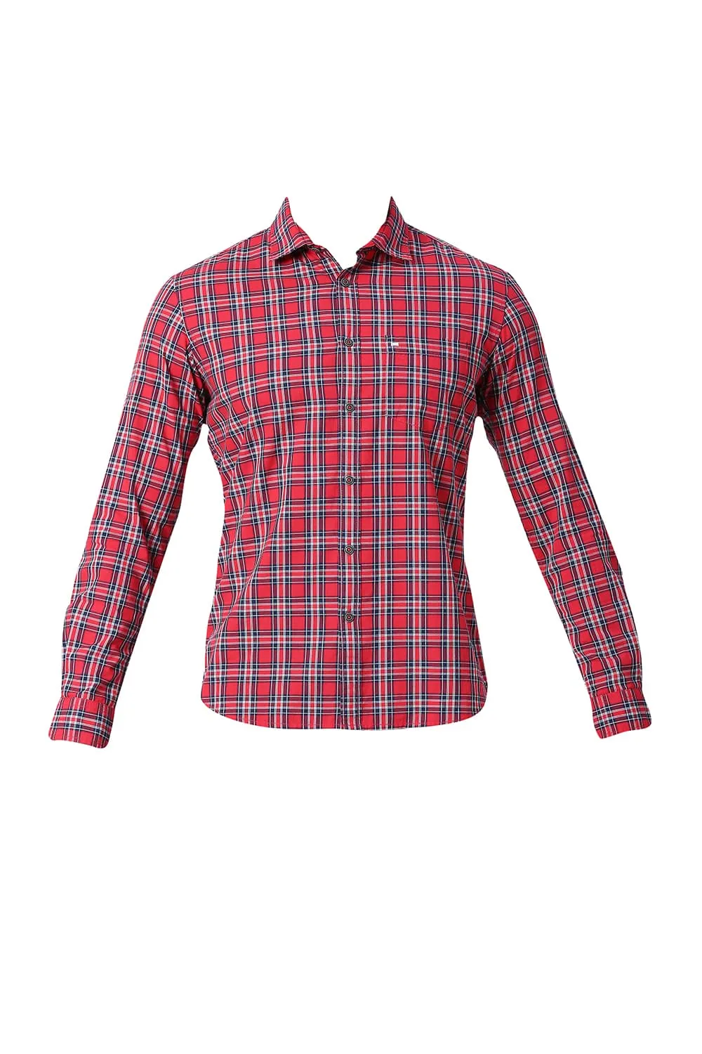 Slim Fit Cotton Checks Shirt