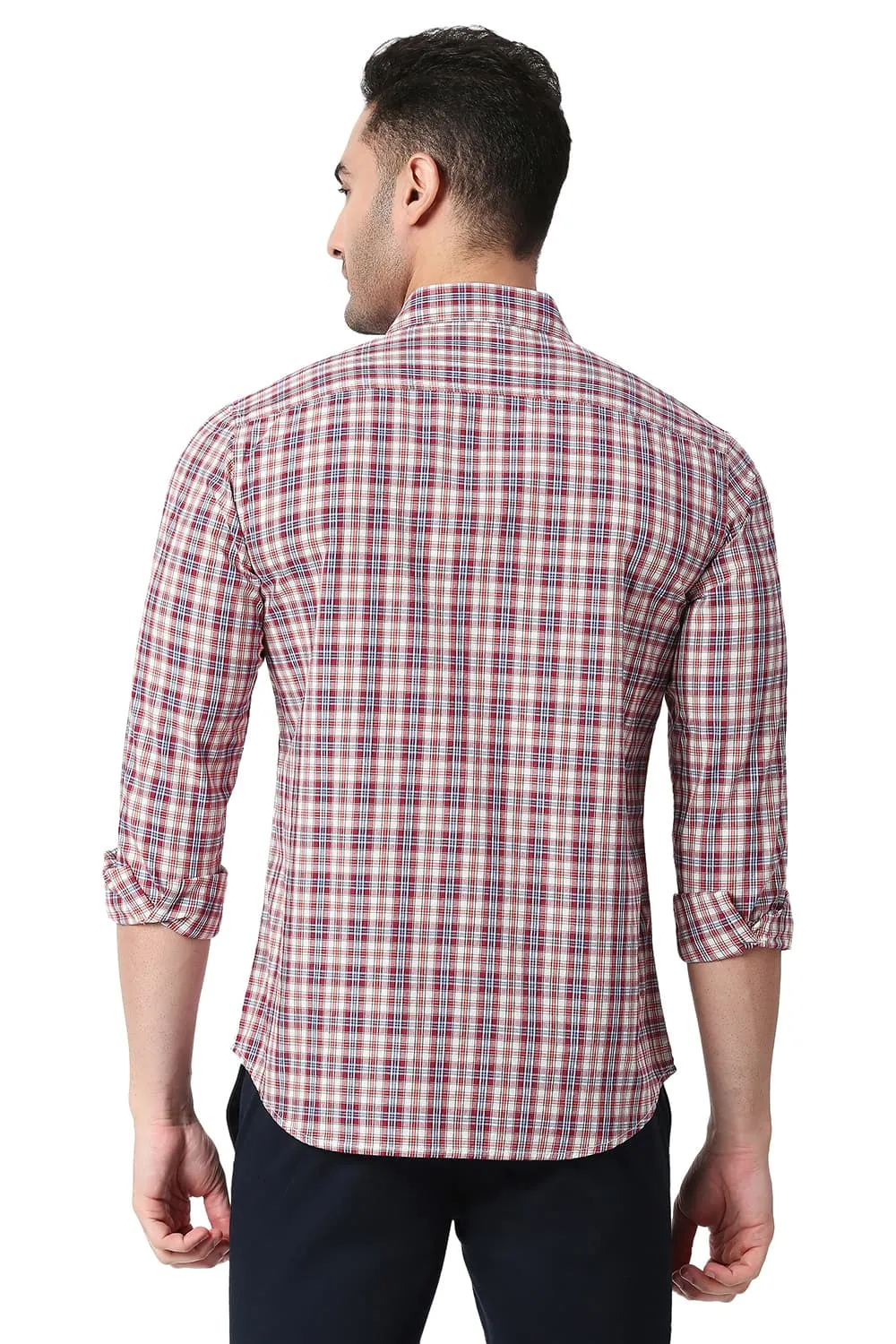 Slim Fit Cotton Checks Shirt