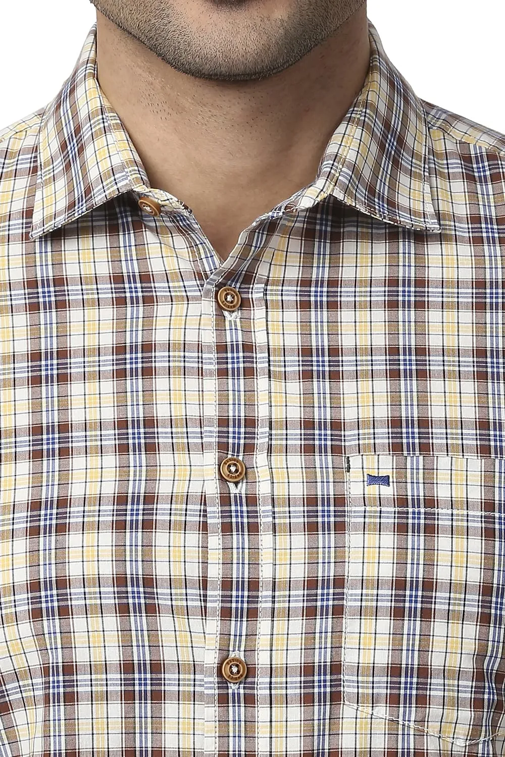 Slim Fit Cotton Checks Shirt