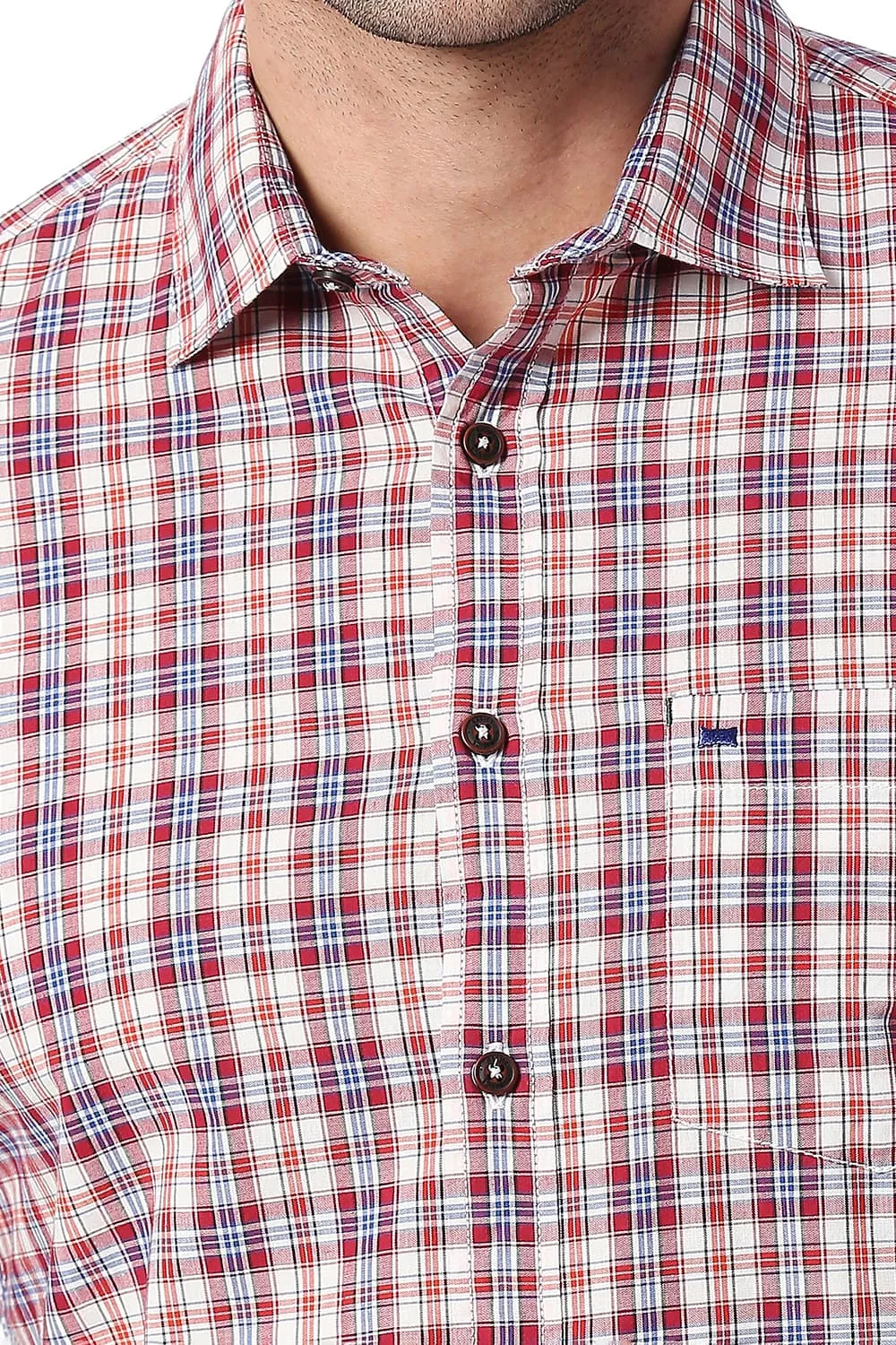Slim Fit Cotton Checks Shirt