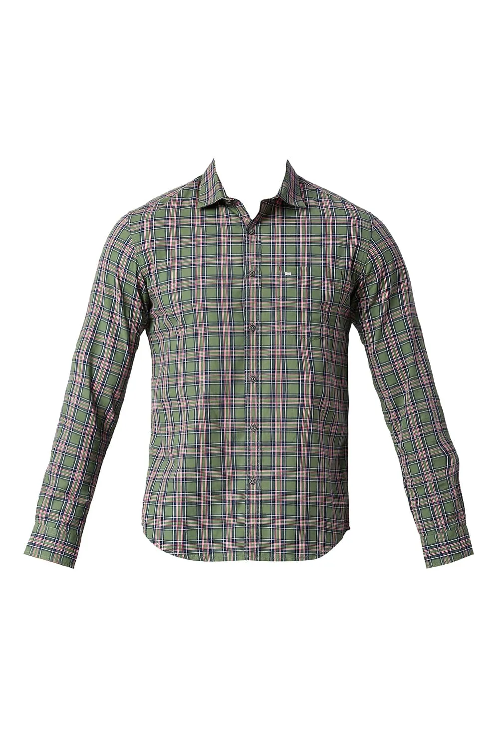 Slim Fit Cotton Checks Shirt