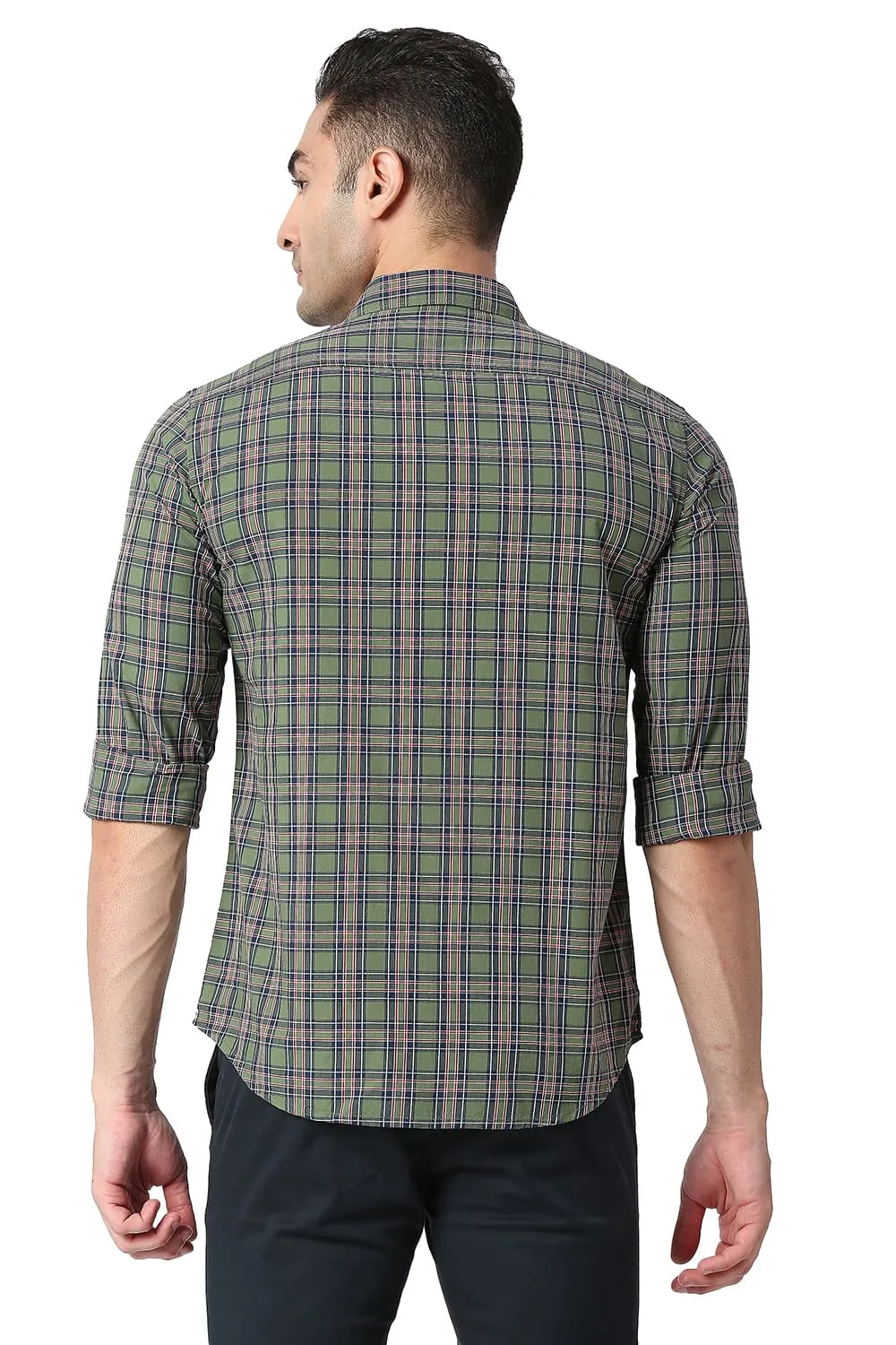 Slim Fit Cotton Checks Shirt