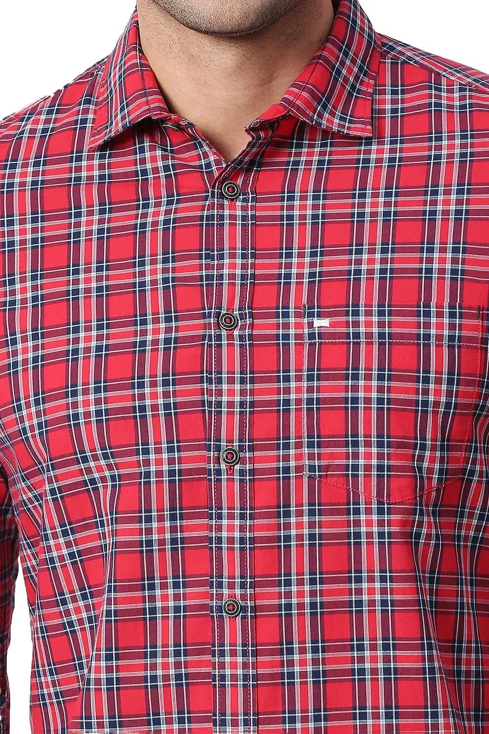 Slim Fit Cotton Checks Shirt