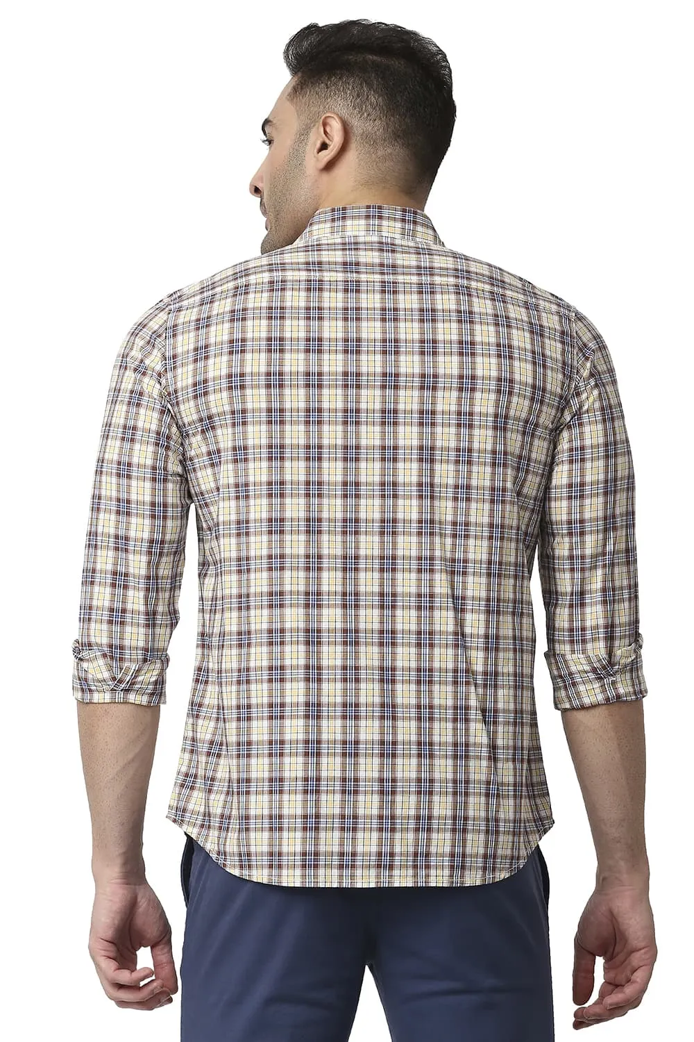 Slim Fit Cotton Checks Shirt