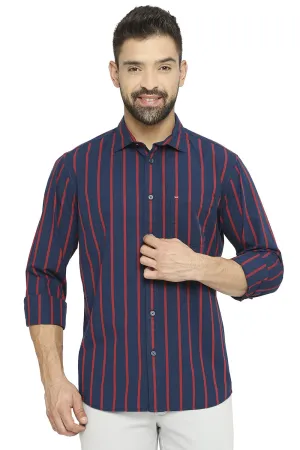 Slim Fit Cotton Polyester Stripe Shirt