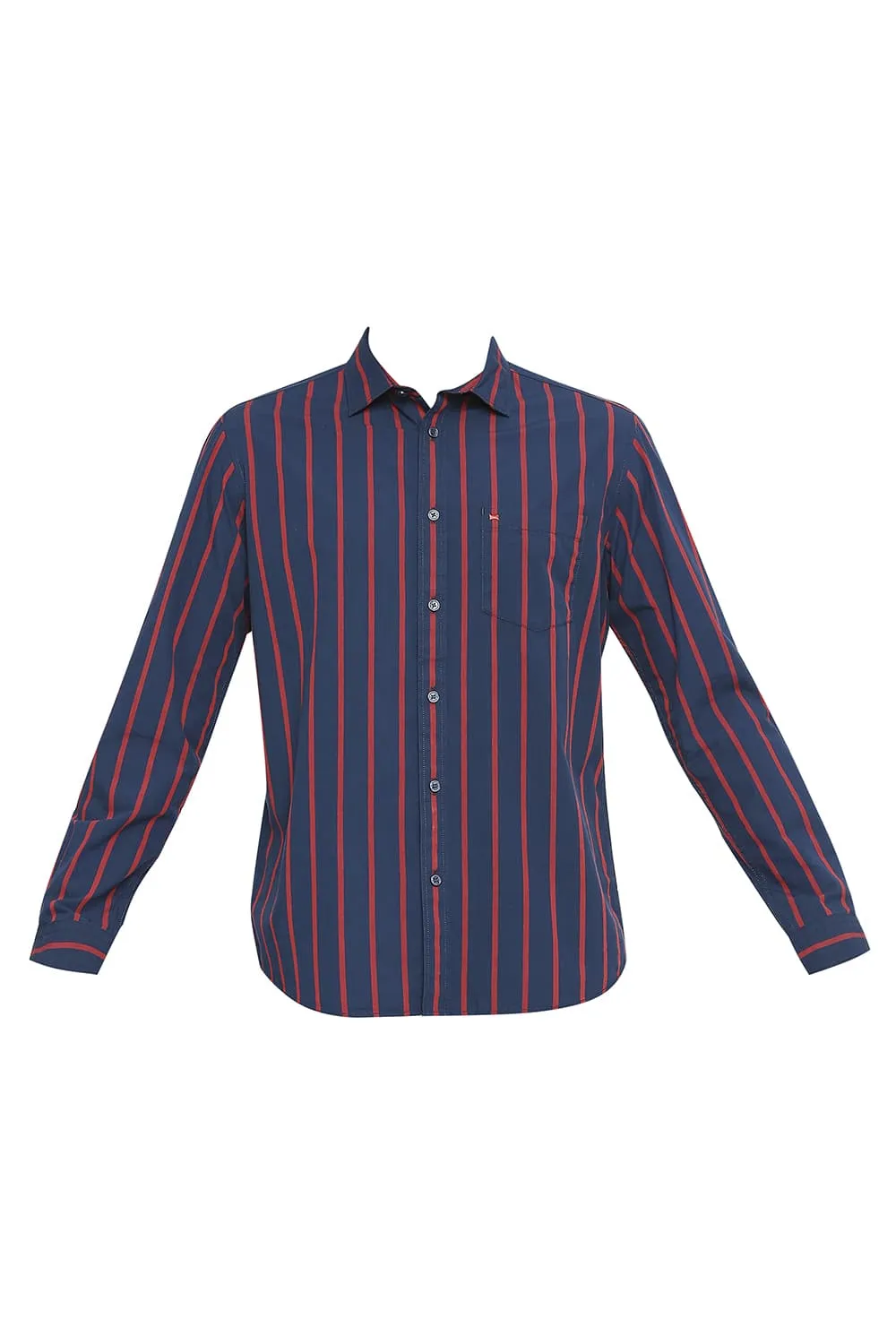 Slim Fit Cotton Polyester Stripe Shirt