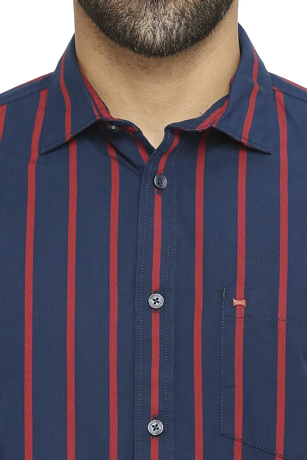 Slim Fit Cotton Polyester Stripe Shirt