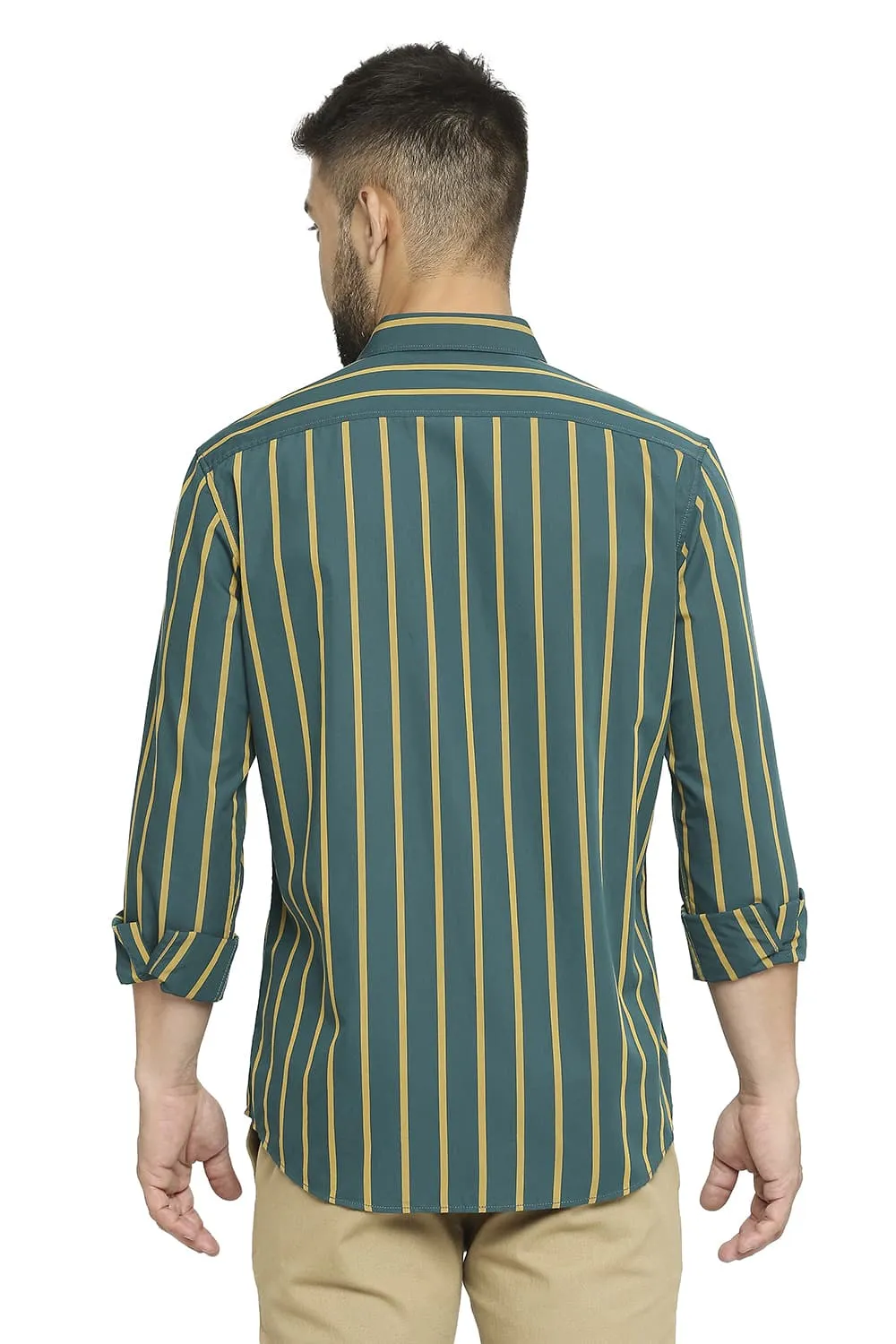 Slim Fit Cotton Polyester Stripe Shirt