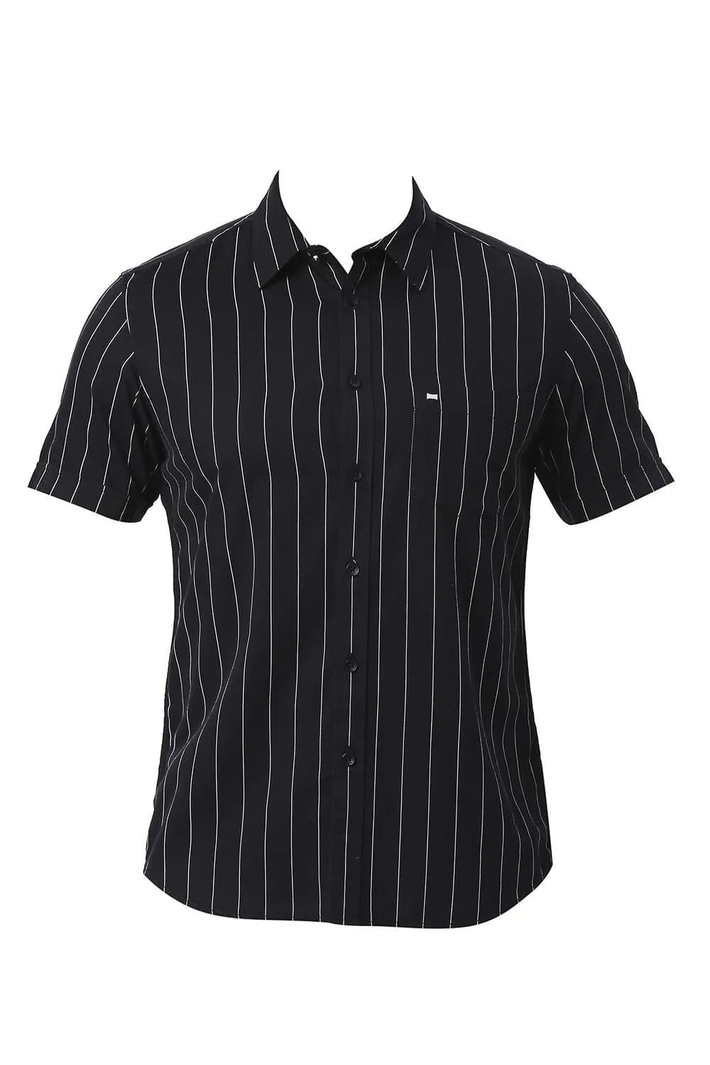 Slim Fit Cotton Twill Stripe Halfsleeves Shirt