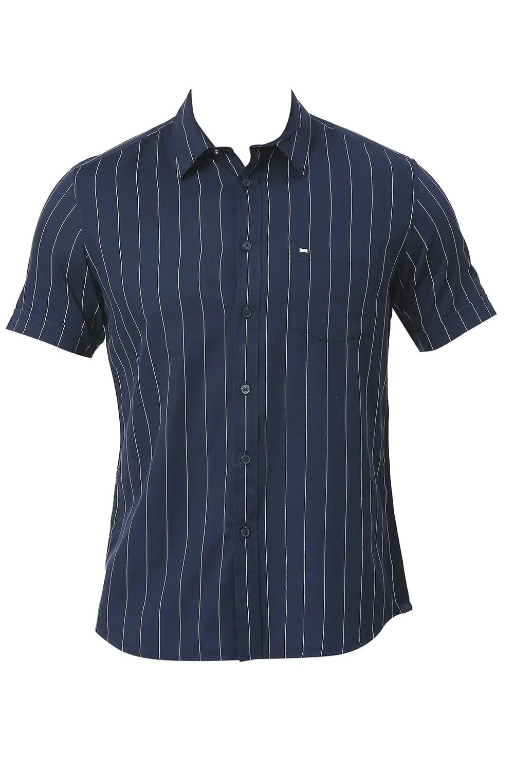 Slim Fit Cotton Twill Stripe Halfsleeves Shirt