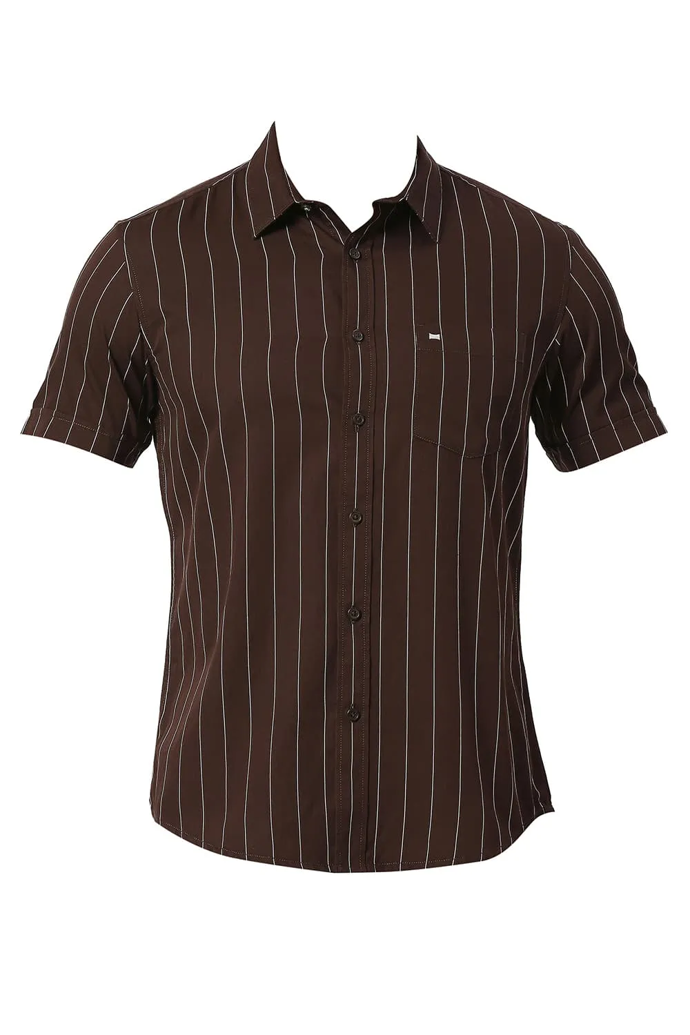 Slim Fit Cotton Twill Stripe Halfsleeves Shirt