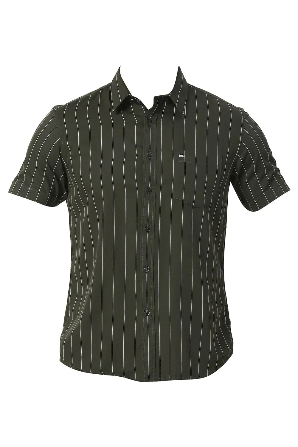 Slim Fit Cotton Twill Stripe Halfsleeves Shirt