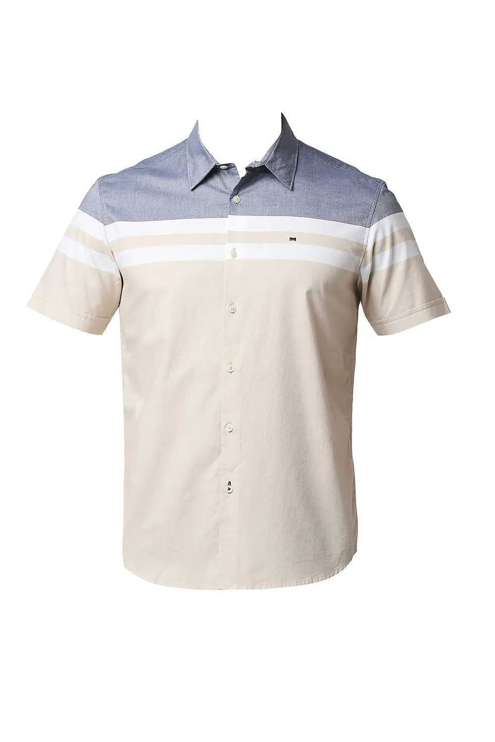 Slim Fit Oxford Engineering Weft Stripe Halfsleeves Shirt