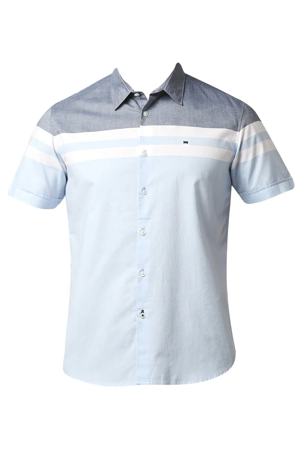Slim Fit Oxford Engineering Weft Stripe Halfsleeves Shirt