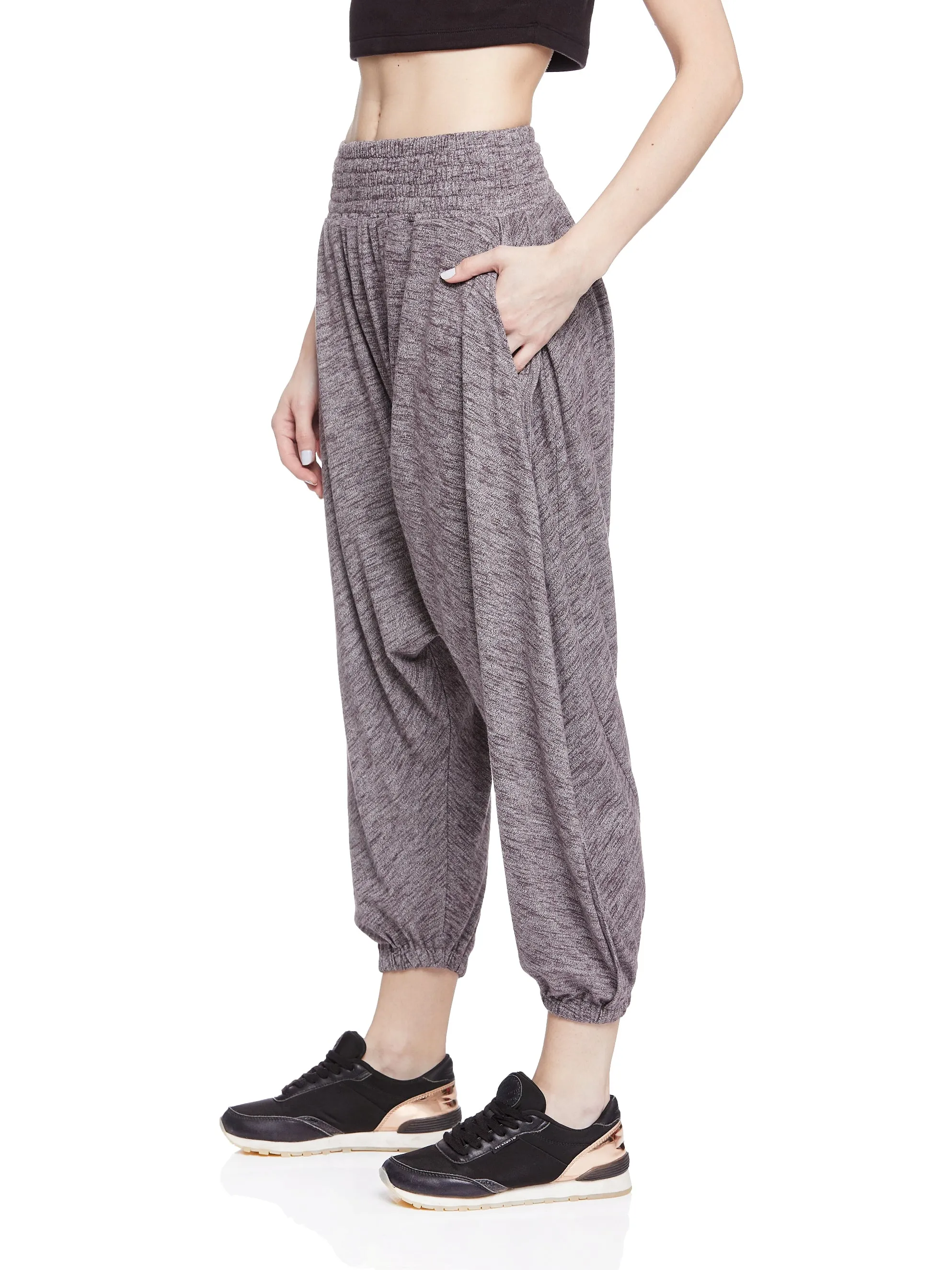 SMOCKED YOGA PANT (RUM RAISIN)