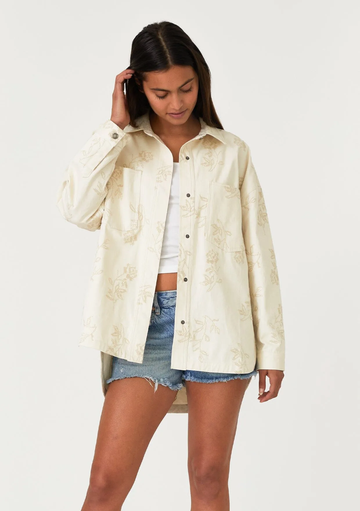 Sofia Embroidered Shirt Jacket