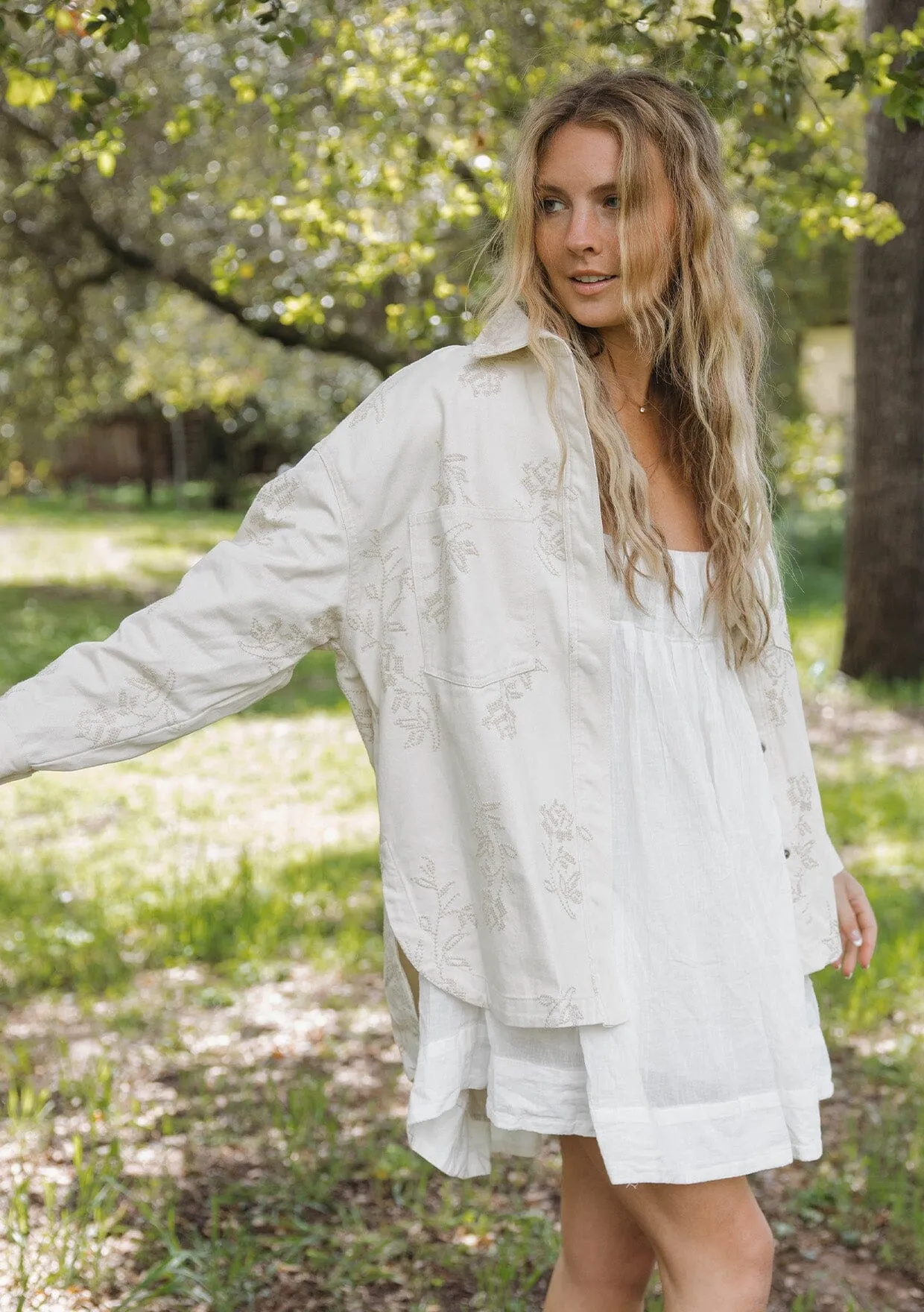 Sofia Embroidered Shirt Jacket