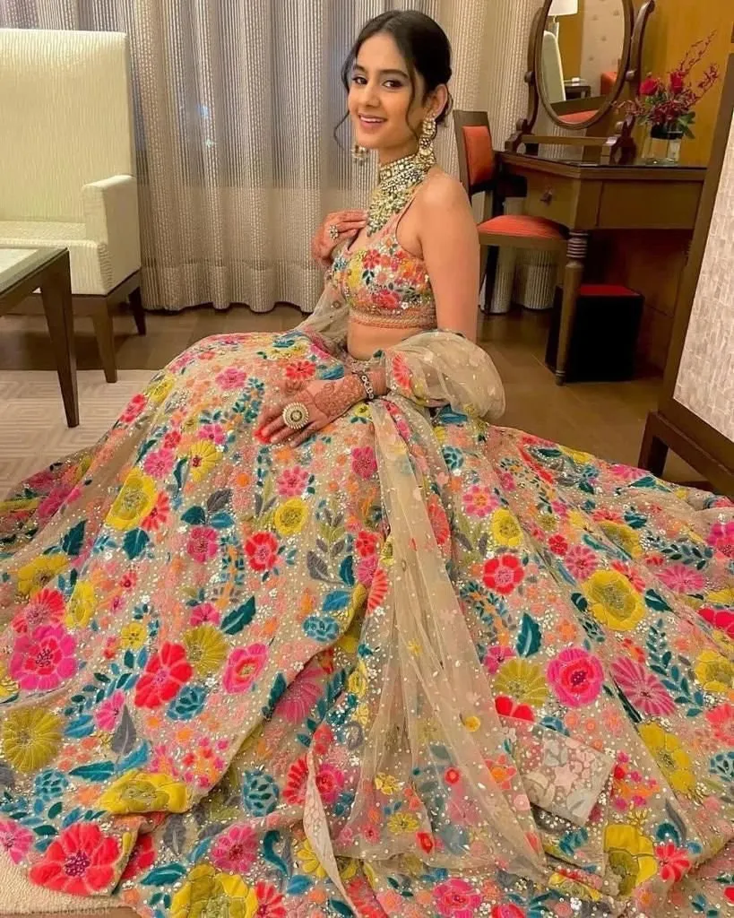 Soft Net Beautiful Heavy Multi Sequence Work Lehengha Choli,Soft Mono Net With Raw Silk Inner Blouse With Net Dupatta
