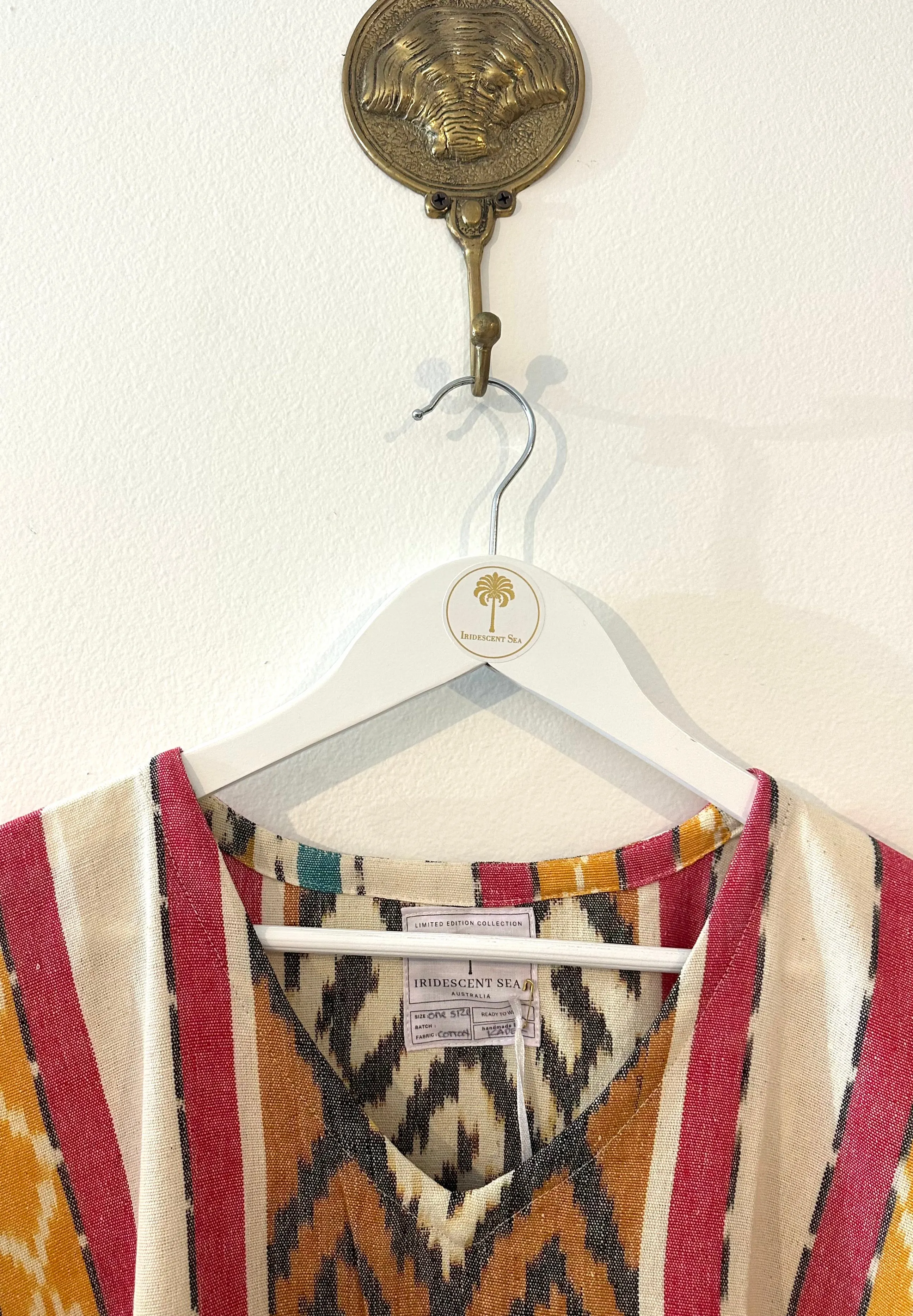 SOLANA Beach Cover in Cream & Green Ikat