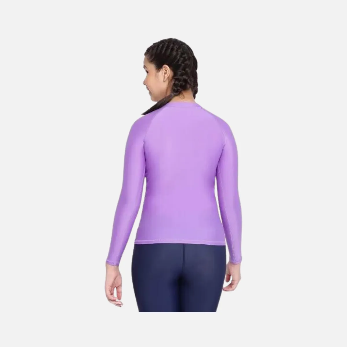 Speedo Junior Female Long Sleeve Suntop -White/Miami Lilac