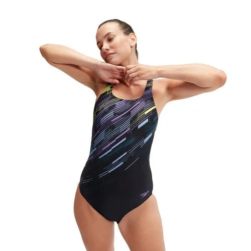 Speedo - Womens - Endurance  Digital Printed Medalist One Piece - Black/Purple