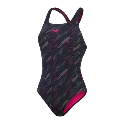 Speedo - Womens - Endurance  HyperBoom Allover Medalist One Piece - Black/Electric Pink/USA Charcoal
