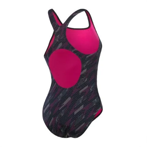 Speedo - Womens - Endurance  HyperBoom Allover Medalist One Piece - Black/Electric Pink/USA Charcoal