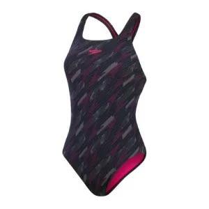 Speedo - Womens - Endurance  HyperBoom Allover Medalist One Piece - Black/Electric Pink/USA Charcoal