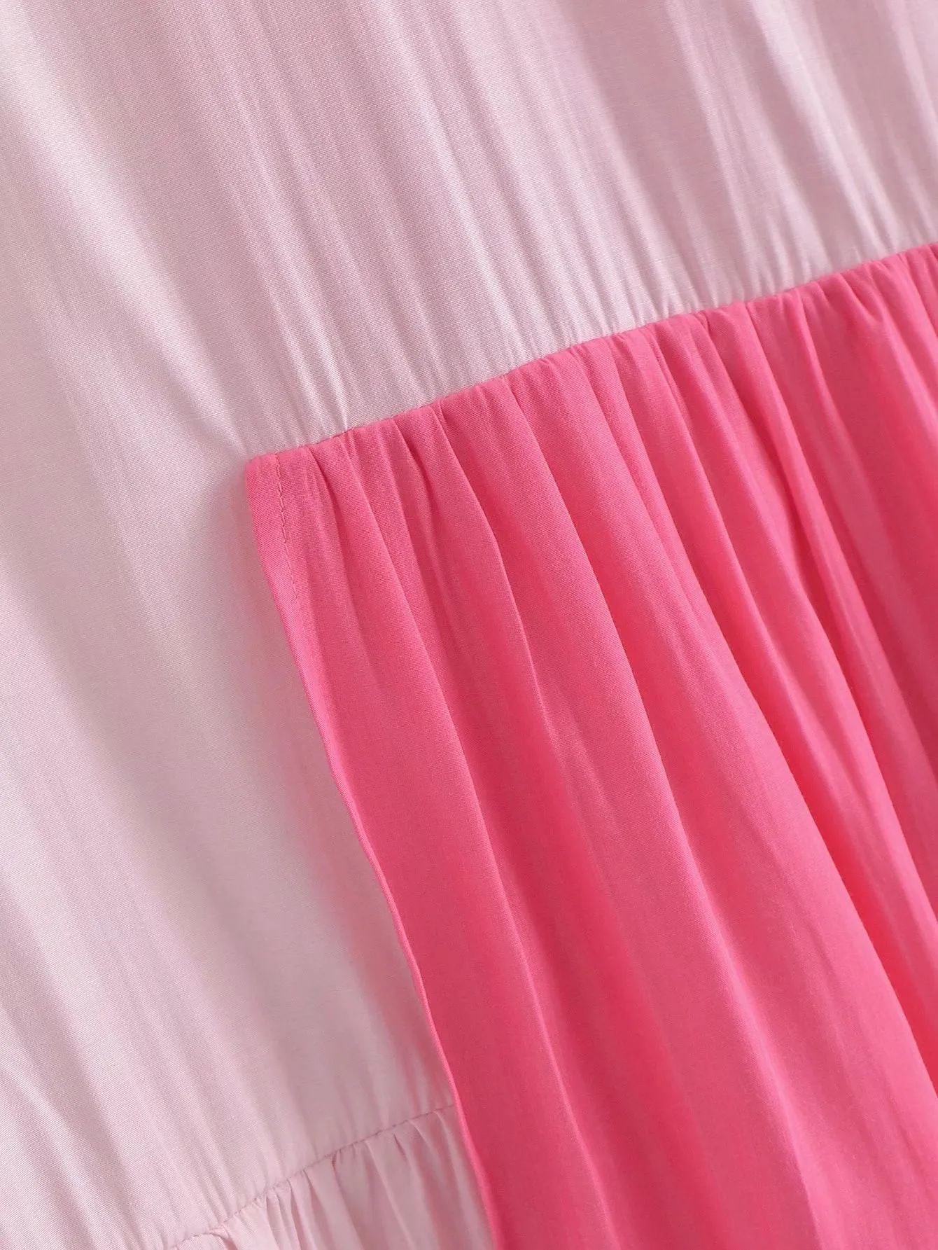 Splicing Shirred Frill Ruffles Sleeve Shirts Mini Dresses