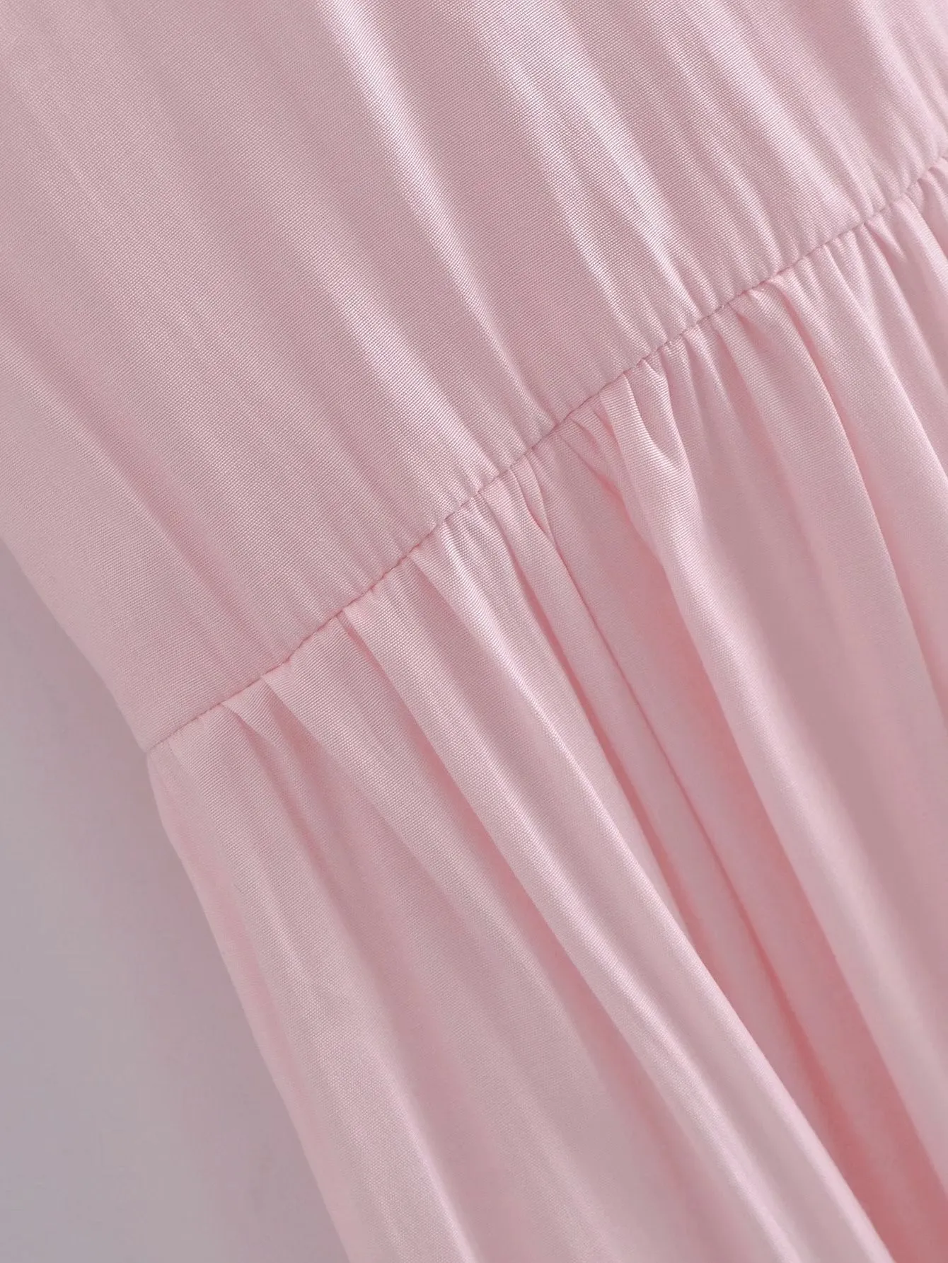 Splicing Shirred Frill Ruffles Sleeve Shirts Mini Dresses