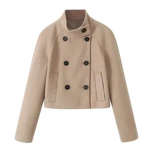 Stand Collar Wool Coat