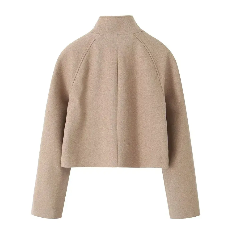 Stand Collar Wool Coat