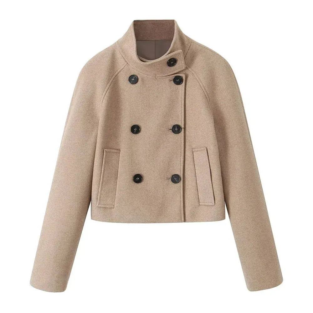 Stand Collar Wool Coat