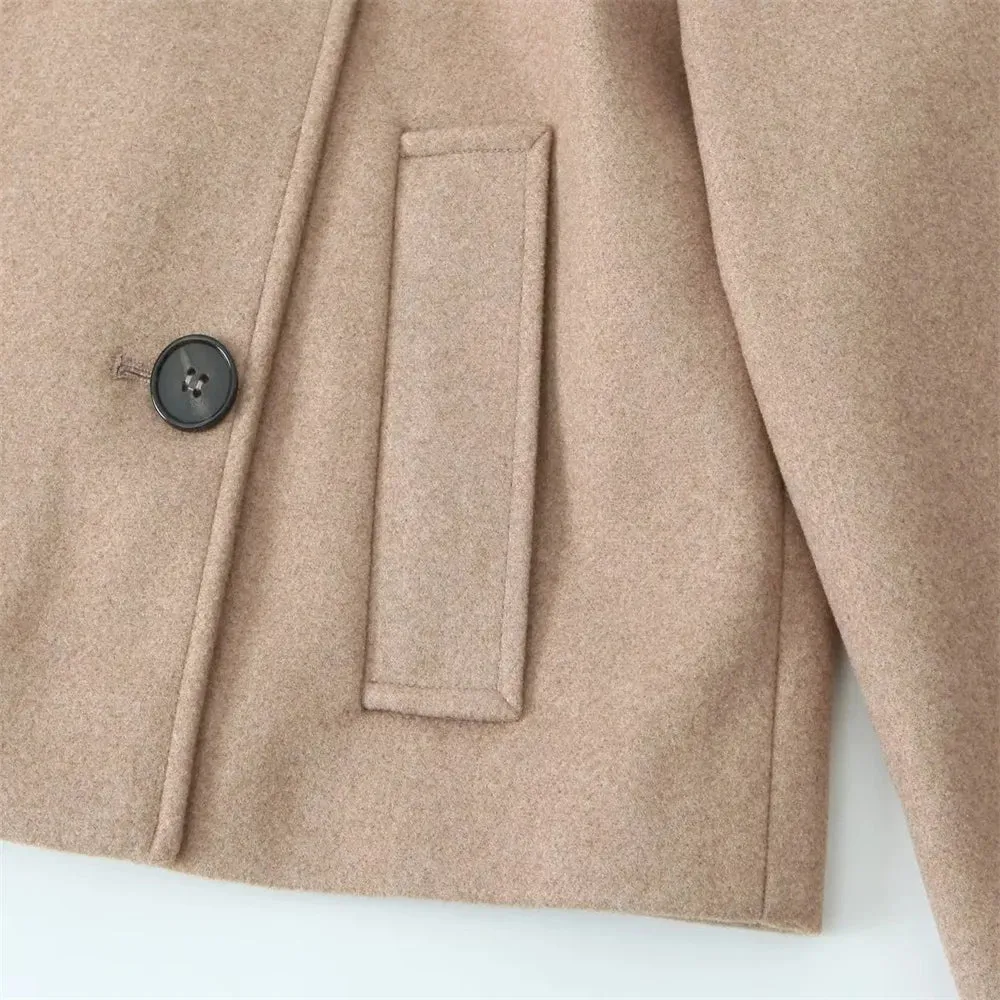 Stand Collar Wool Coat