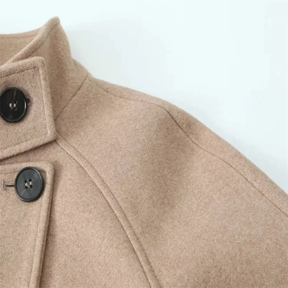 Stand Collar Wool Coat