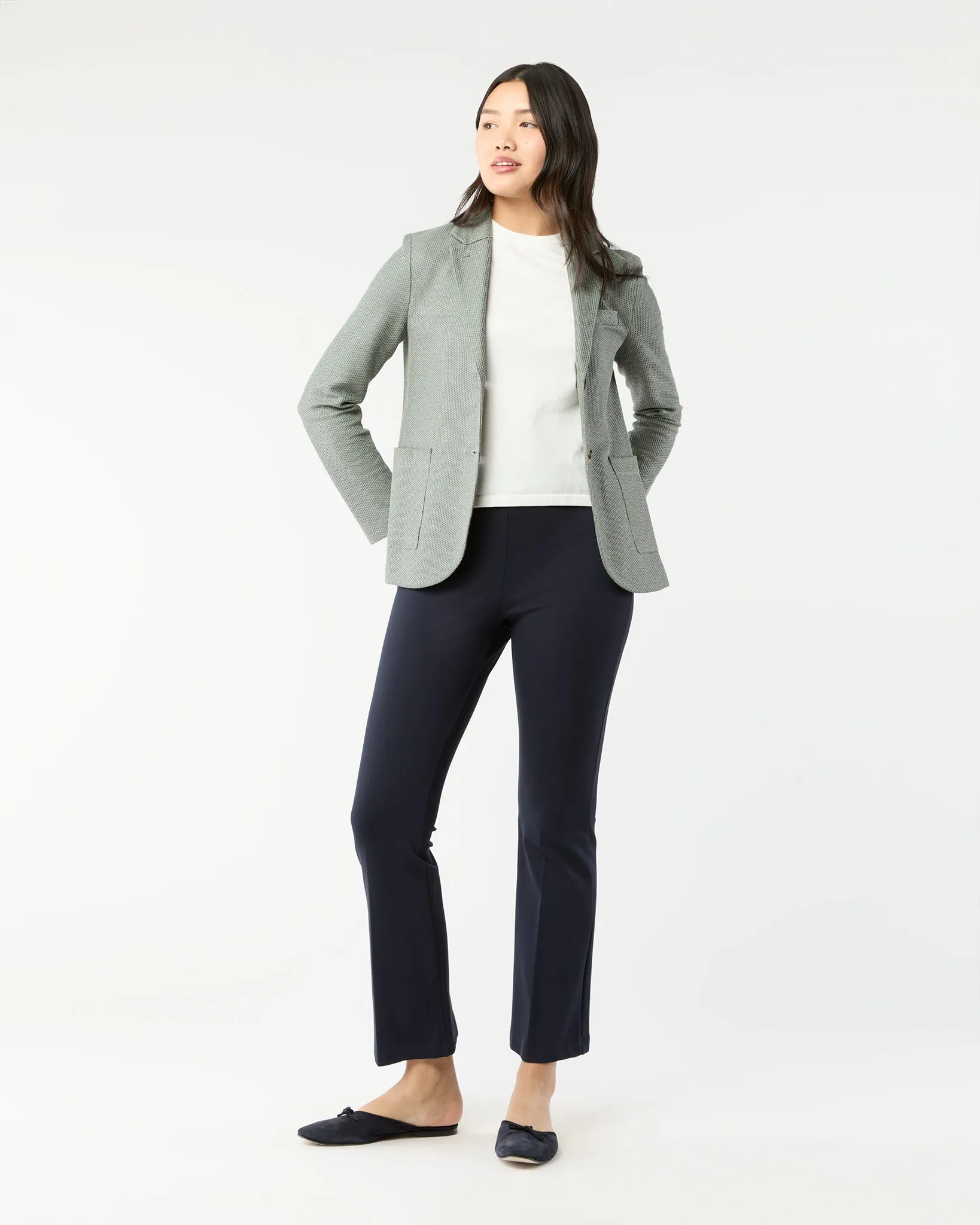Stand Up Collar Blazer in Sage Green