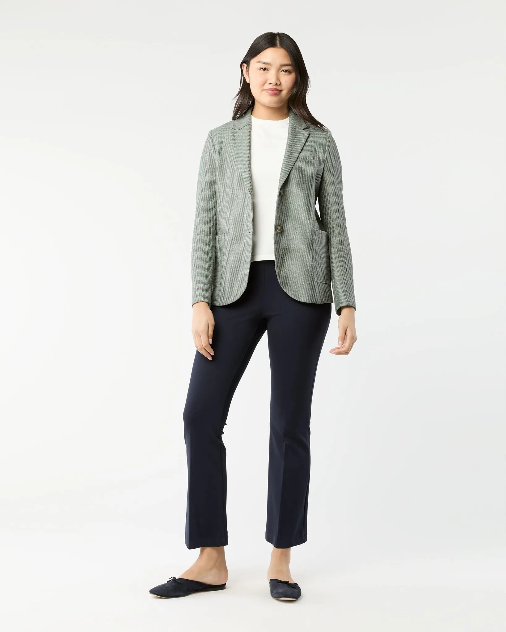 Stand Up Collar Blazer in Sage Green