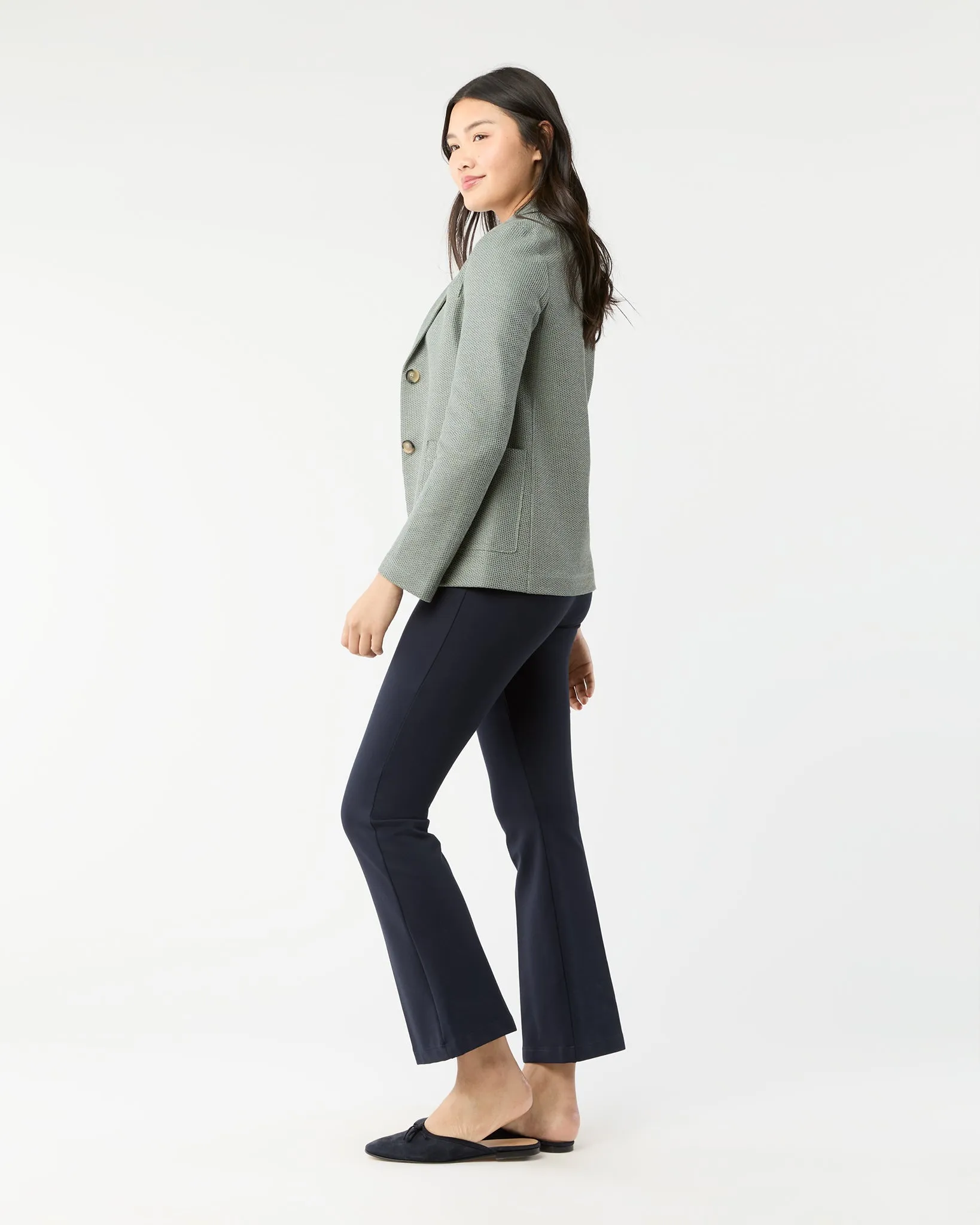 Stand Up Collar Blazer in Sage Green