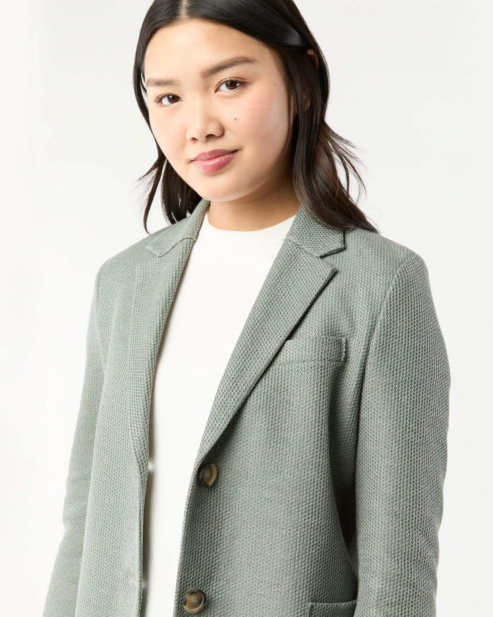 Stand Up Collar Blazer in Sage Green