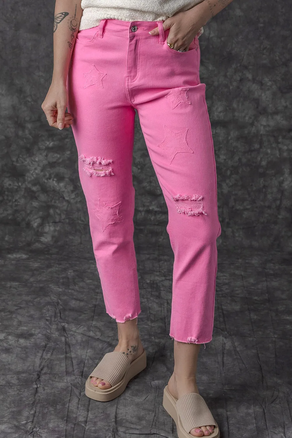 Star Shape Straight Leg Jeans