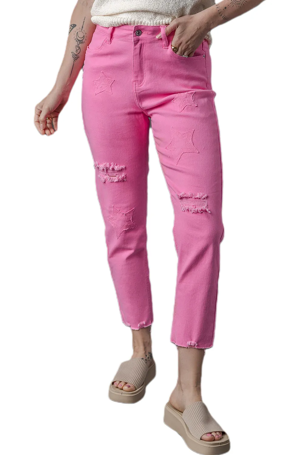 Star Shape Straight Leg Jeans